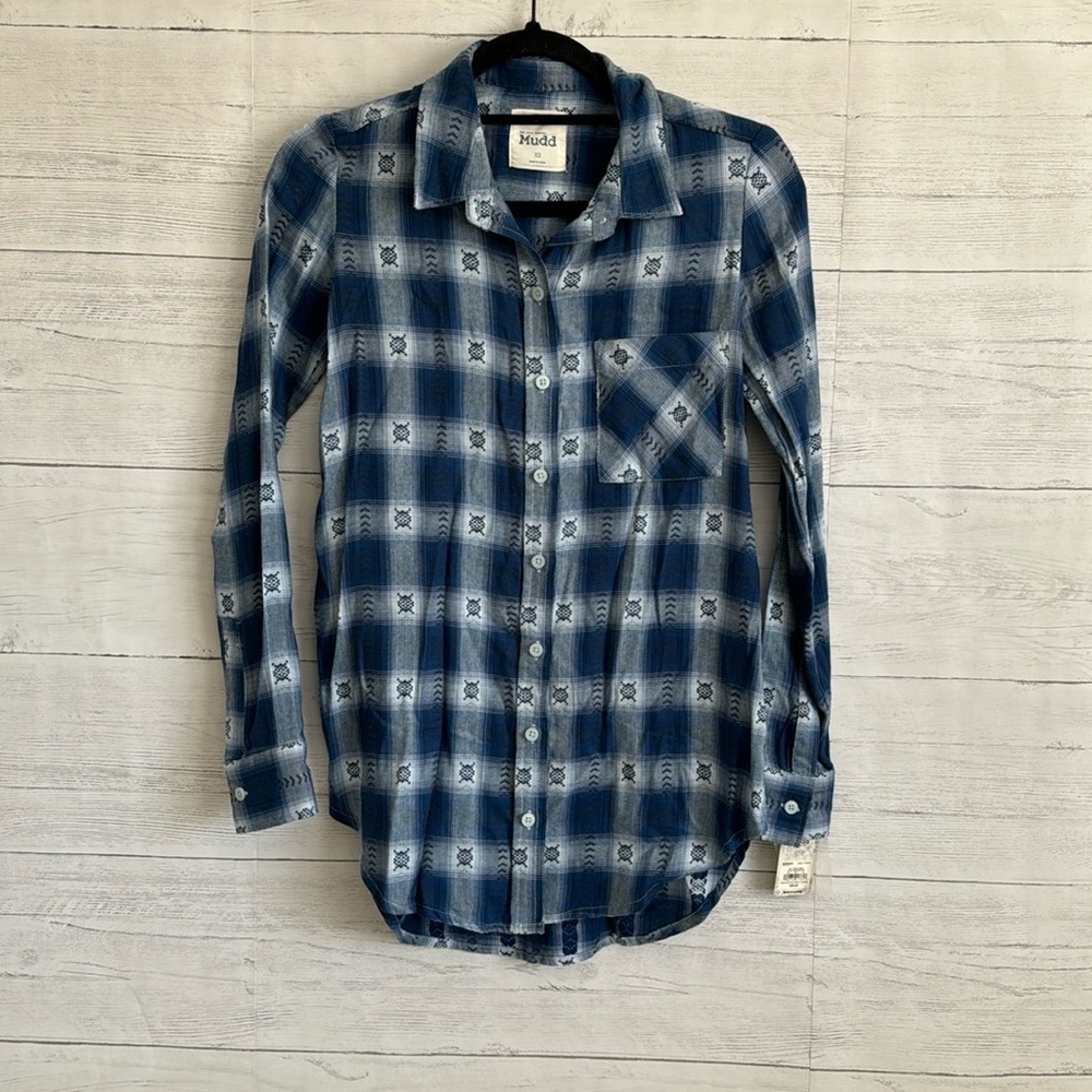Mudd Patterned Button Front Flannel | SIZE XS